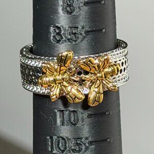 Honey Bee Honeycomb Statement Ring  - size 9